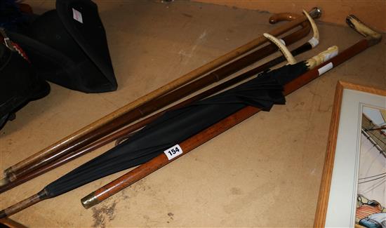6 walking sticks etc.
